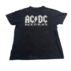 AC/DC Back In Black Band Tee Thrifted Vintage Style Size L